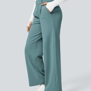 Halara High Waisted Plicated Side Pocket Straight Leg Work Pants Sz XL Tall Wome